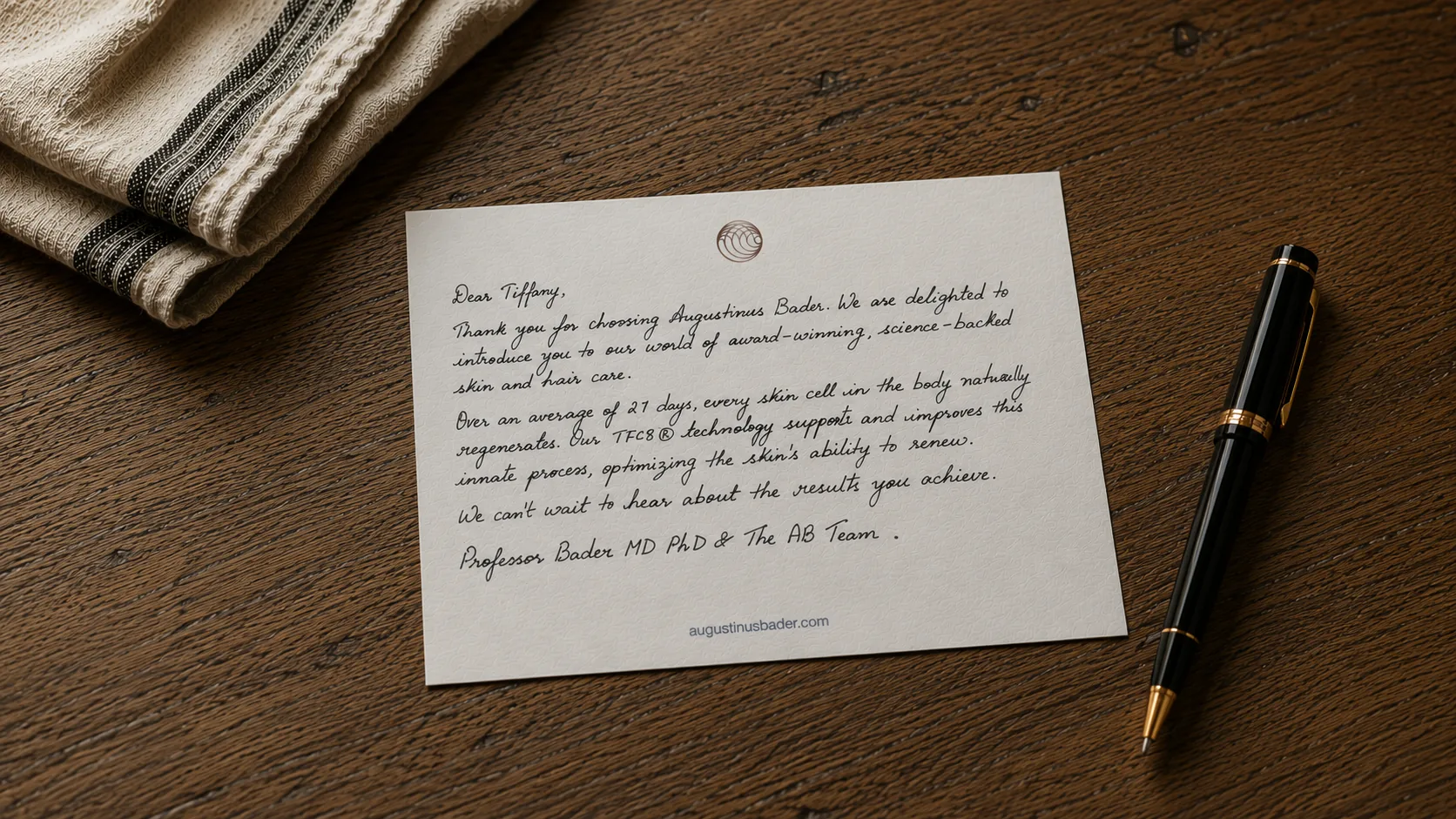 A personalised handwritten Inkpact note — physical mail created from customer data