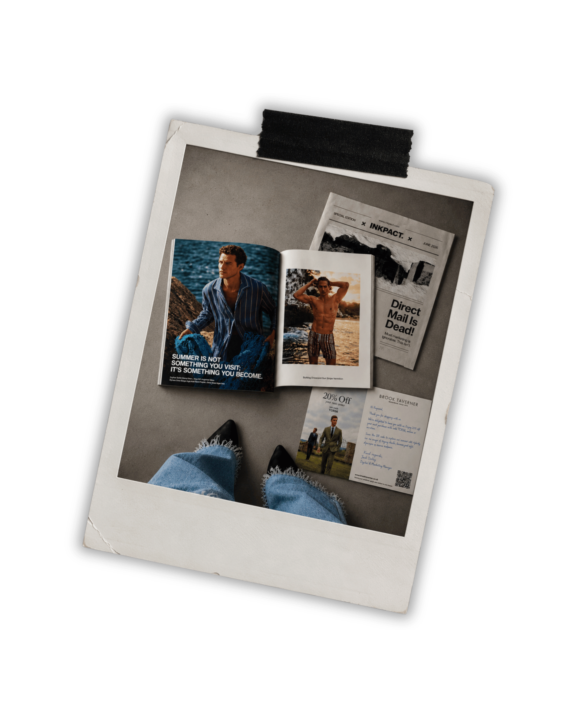 Polaroid photograph of a personalised direct mail collection
